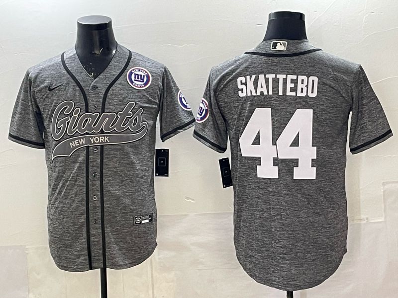 Men 2025 New York Giants #44 Skattebo Grey Joint Name Nike Limited NFL Jersey 07